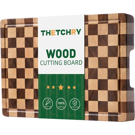 acacia wood chopping board with juice groove handle.webp